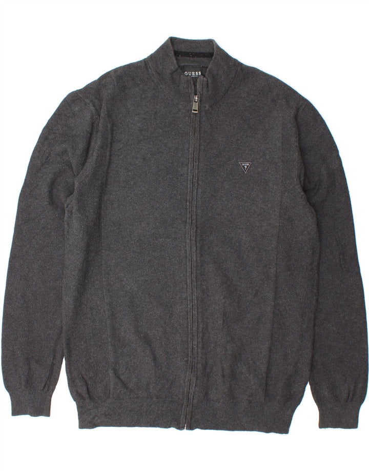 GUESS Mens Cardigan Sweater Large Grey Cotton Vintage Guess and Second-Hand Guess from Messina Hembry 