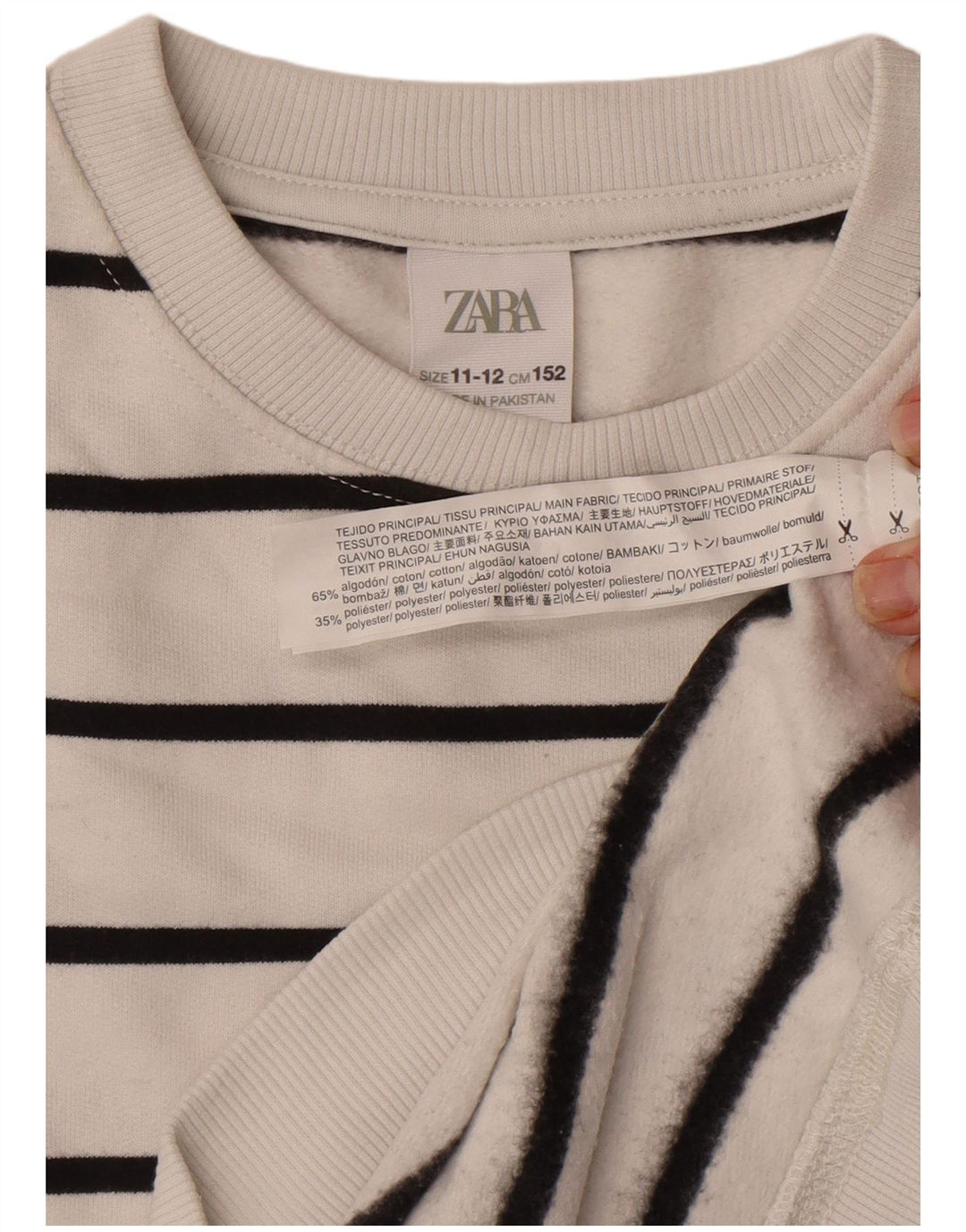 Zara Băieți Pulover Pulover 11-12 Ani Bumbac cu dungi albe