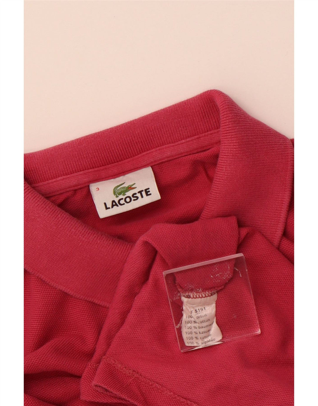 Tricou polo cu mânecă lungă pentru bărbați LACOSTE Mărimea 3 Bumbac roz mic