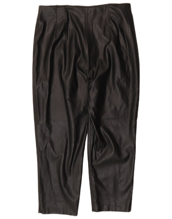 Pantaloni conici din piele artificială pentru femei Zara 2XL L34 L26 Poliester negru