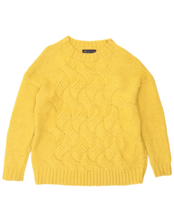 Pulover pentru femei Marks & Spencer cu decolteu rotund UK 14 Galben mediu acrilic