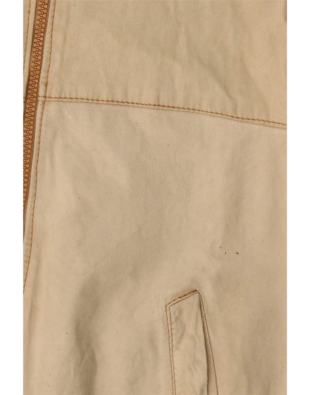Jachetă Bomber din piele vintage pentru femei UK 14 Bej mediu