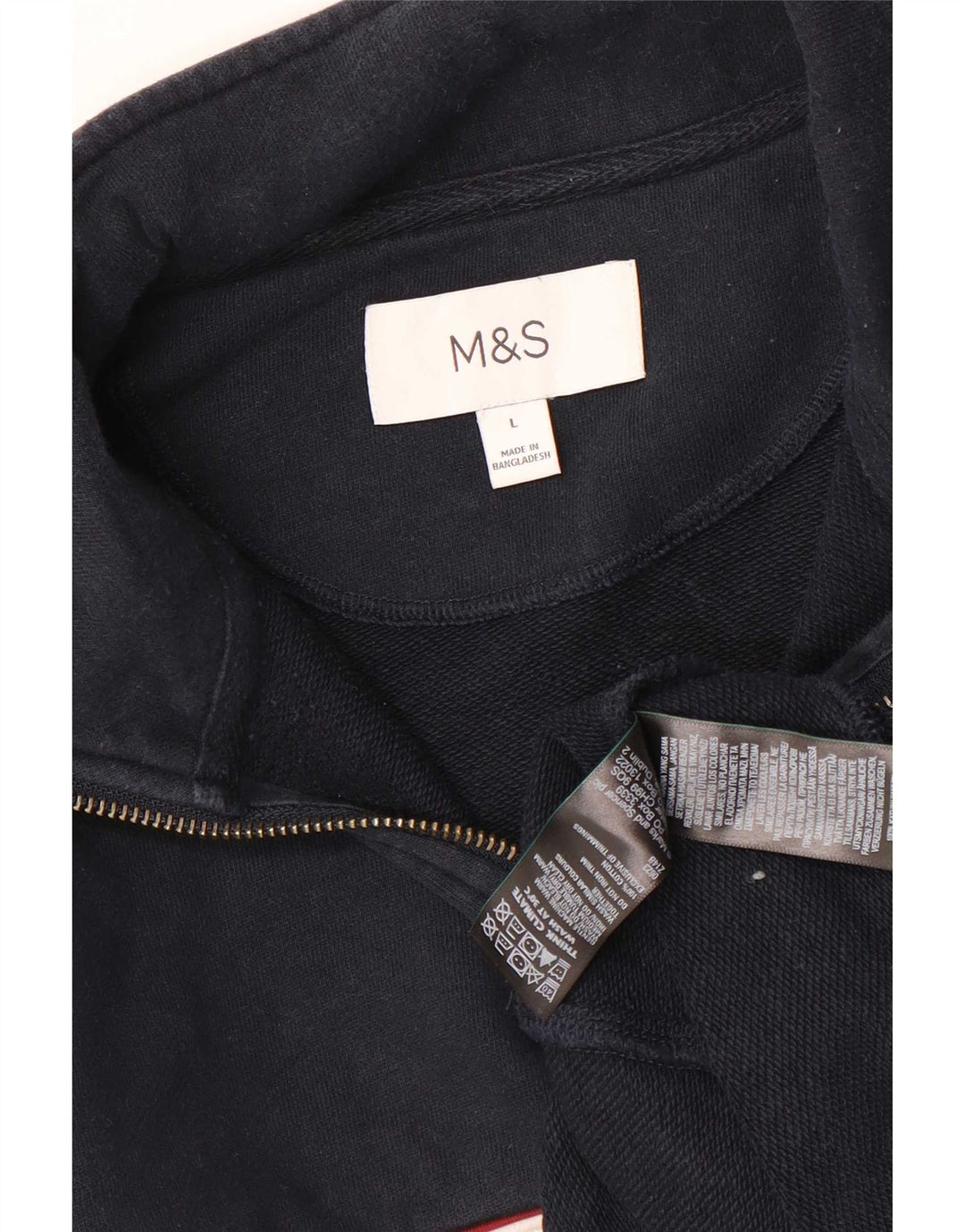 Pulover pentru bărbați Marks & Spencer, cu fermoar, cu gât, mare, albastru bleumarin