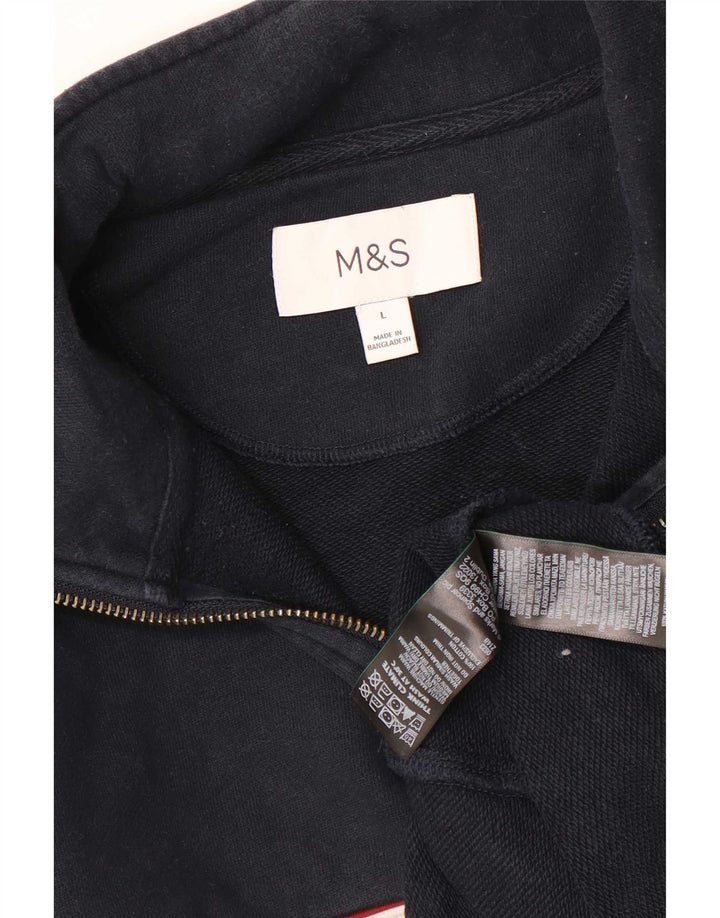 Pulover pentru bărbați Marks & Spencer, cu fermoar, cu gât, mare, albastru bleumarin