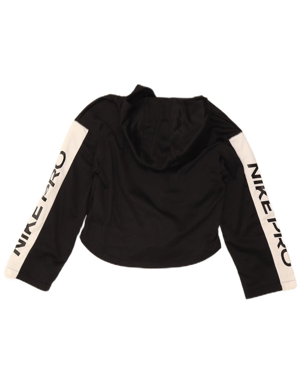 Pulover Nike pentru fete Graphic Crop Hoodie 12-13 ani, mare, negru, colorblock