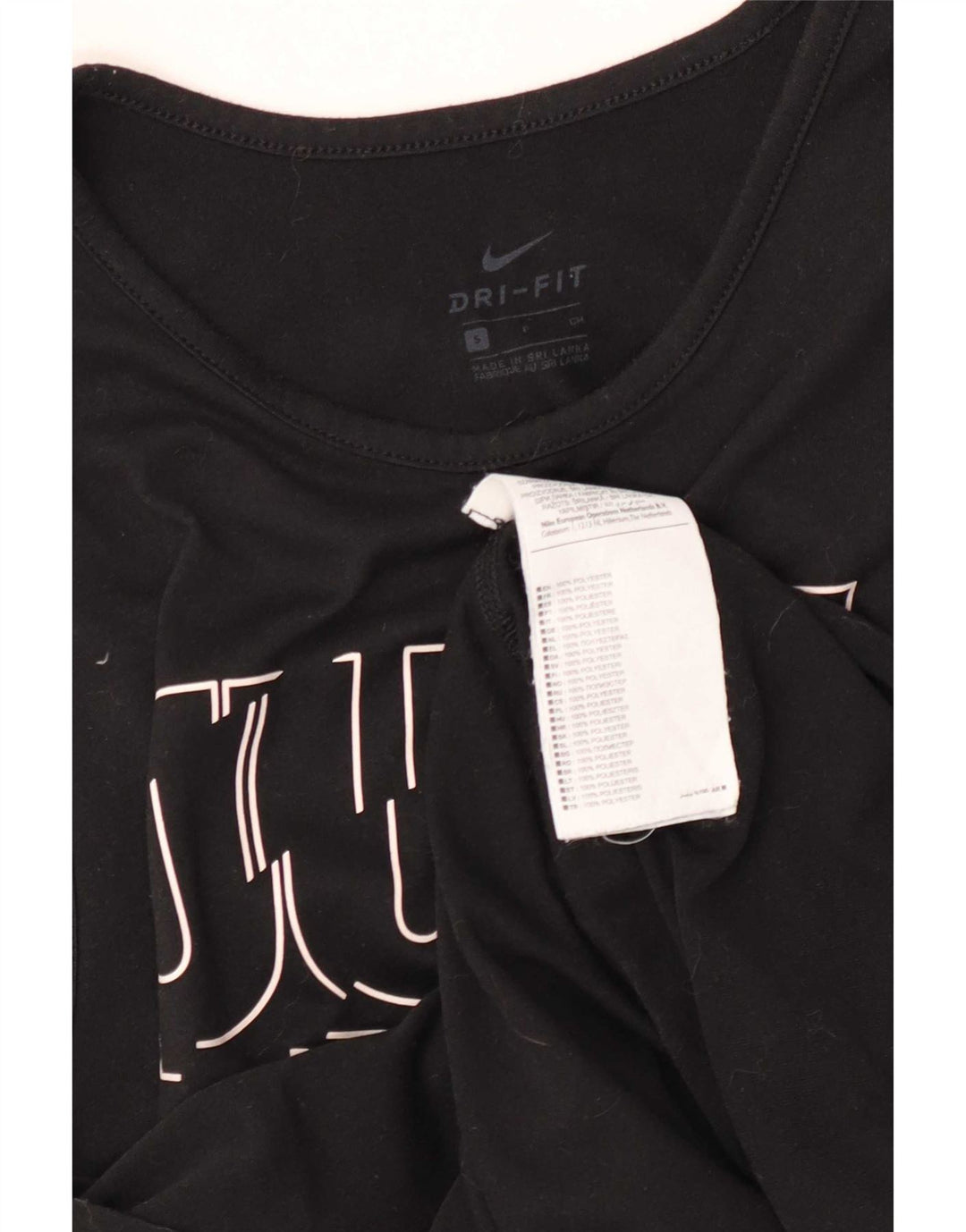 Top cu vestă grafică Nike Dri Fit pentru femei UK 10 Poliester negru mic