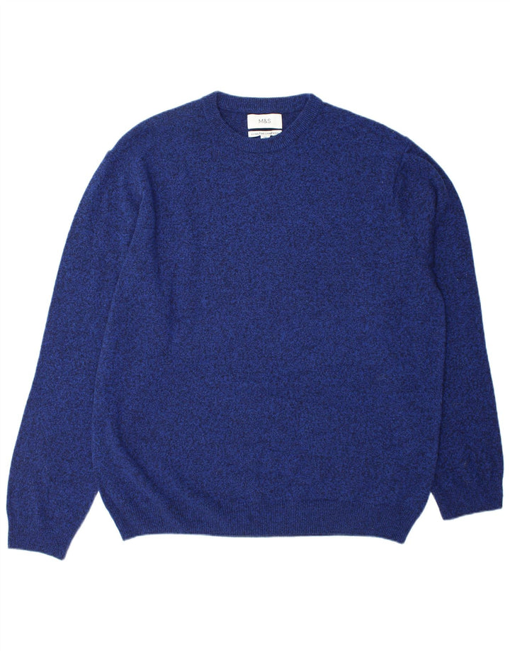 Pulover pentru bărbați Marks & Spencer, cu gât crew, 2XL, lână albastră