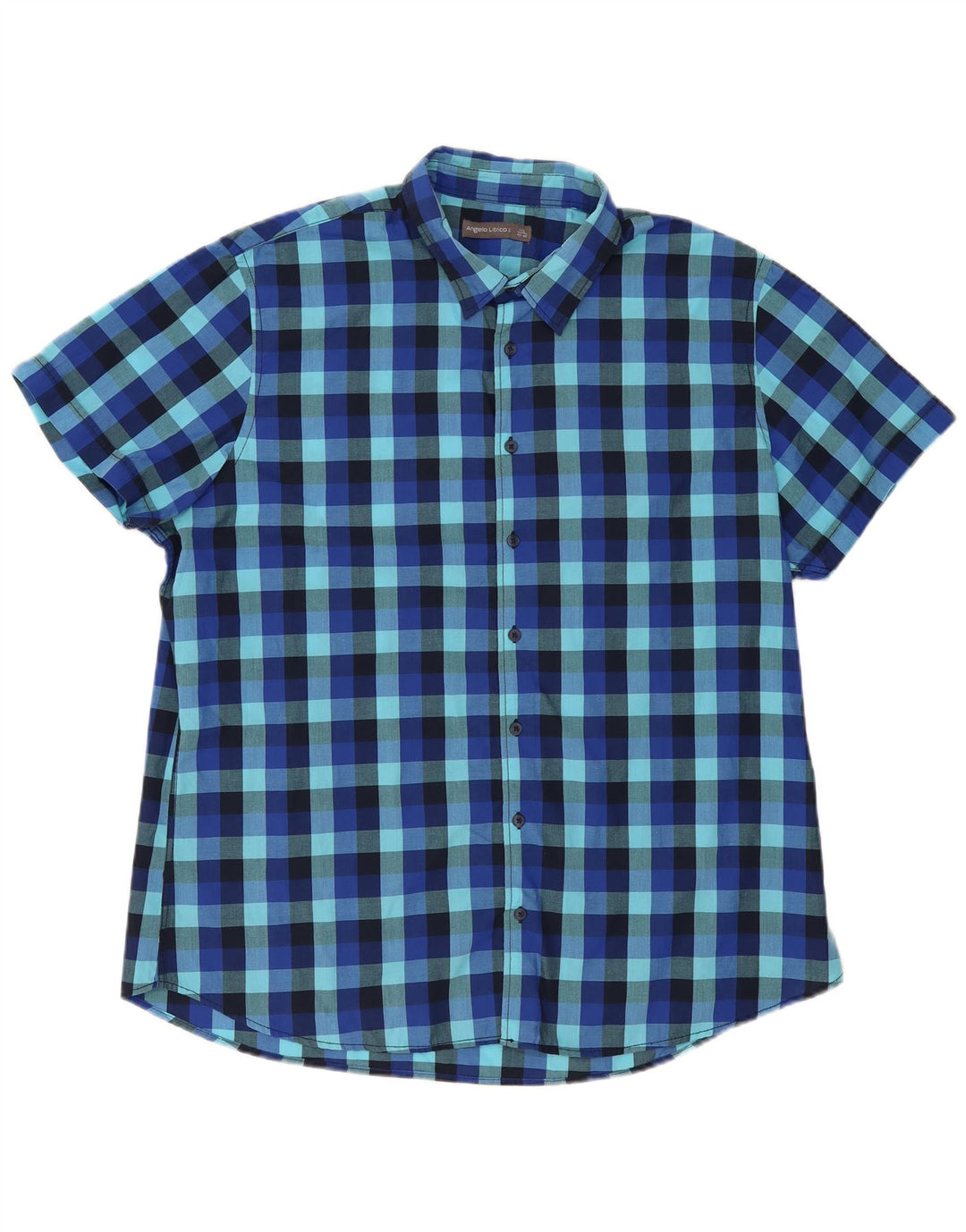 Cămașă cu mânecă scurtă pentru bărbați Angelo Litrico Mărimea 45/46 2XL Blue Gingham