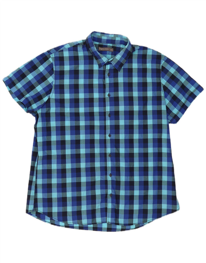 Cămașă cu mânecă scurtă pentru bărbați Angelo Litrico Mărimea 45/46 2XL Blue Gingham