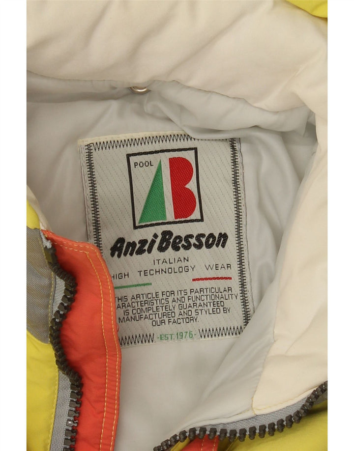 Jachetă de schi cu glugă Anzi Besson pentru bărbați UK 38 Medium Yellow Colorblock