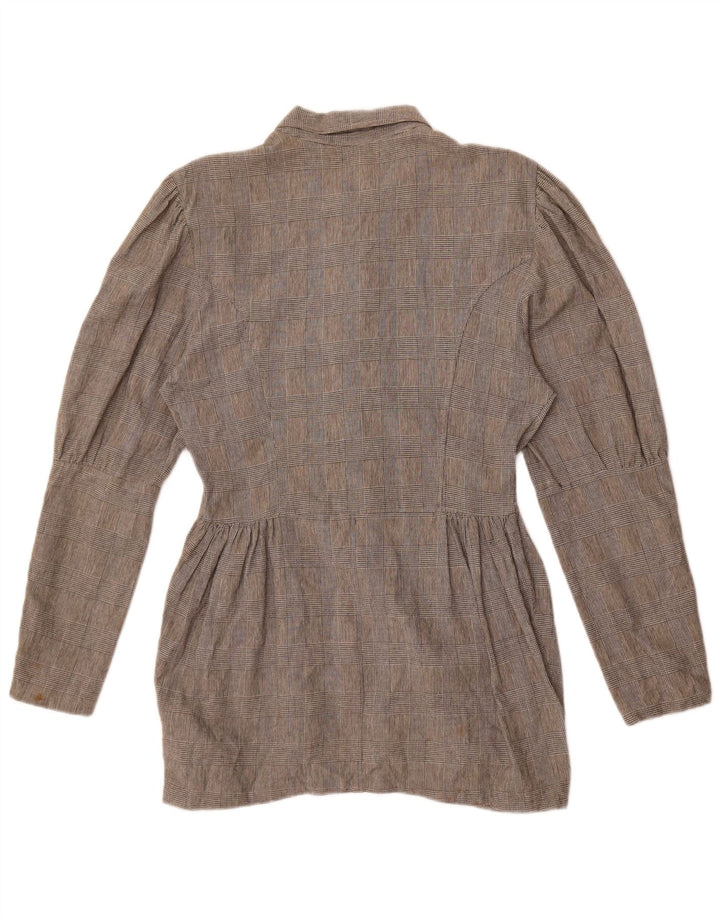 Bluză cămașă pentru femei Benetton IT 46, bumbac cu carouri, gri mare