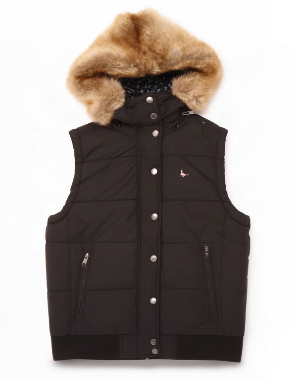 Jack Wills Gilet supradimensionat cu glugă pentru femei UK 10 Poliamidă neagră mică