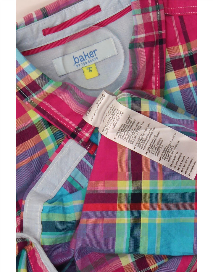 Cămașă de flanel pentru băieți TED BAKER 9-10 ani, bumbac cu carouri multicolore