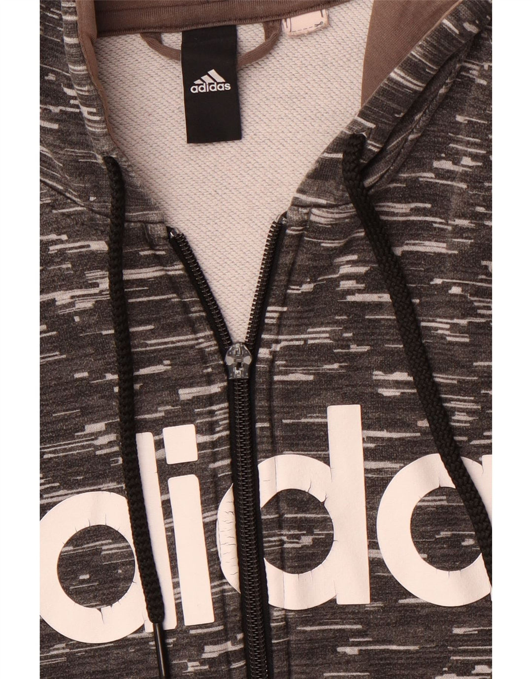 Pulover ADIDAS pentru bărbați, cu fermoar, cu capota, gri mediu, pete