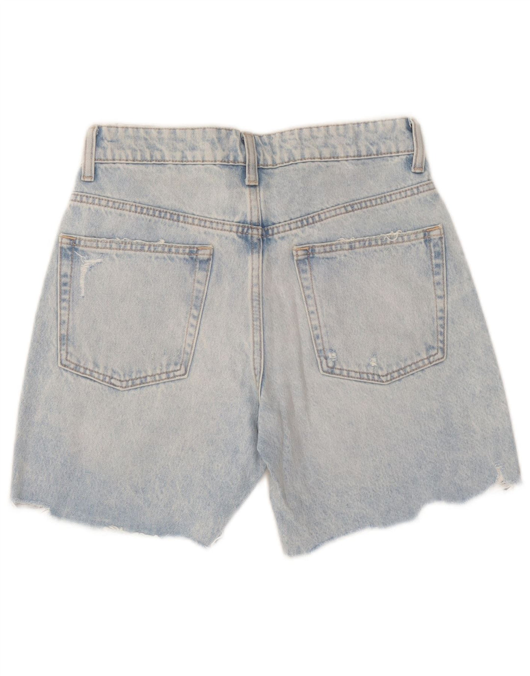 Pantaloni scurți din denim învechit pentru femei Zara EU 36 XS W26 Bumbac patchwork albastru