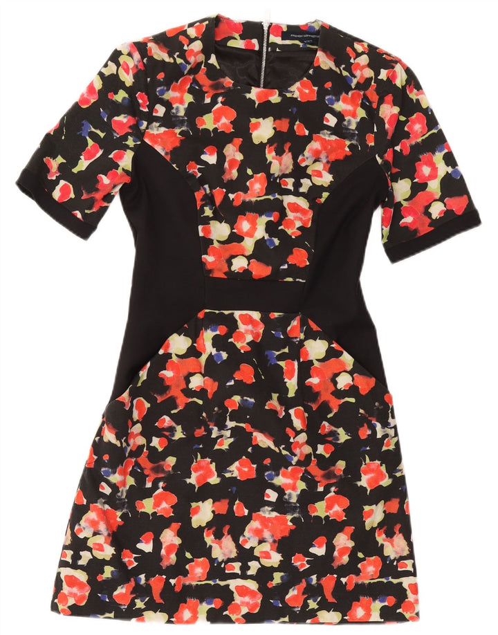 FRENCH CONNECTION Rochie A-Line pentru femei UK 8 Small Black Floral Bumbac