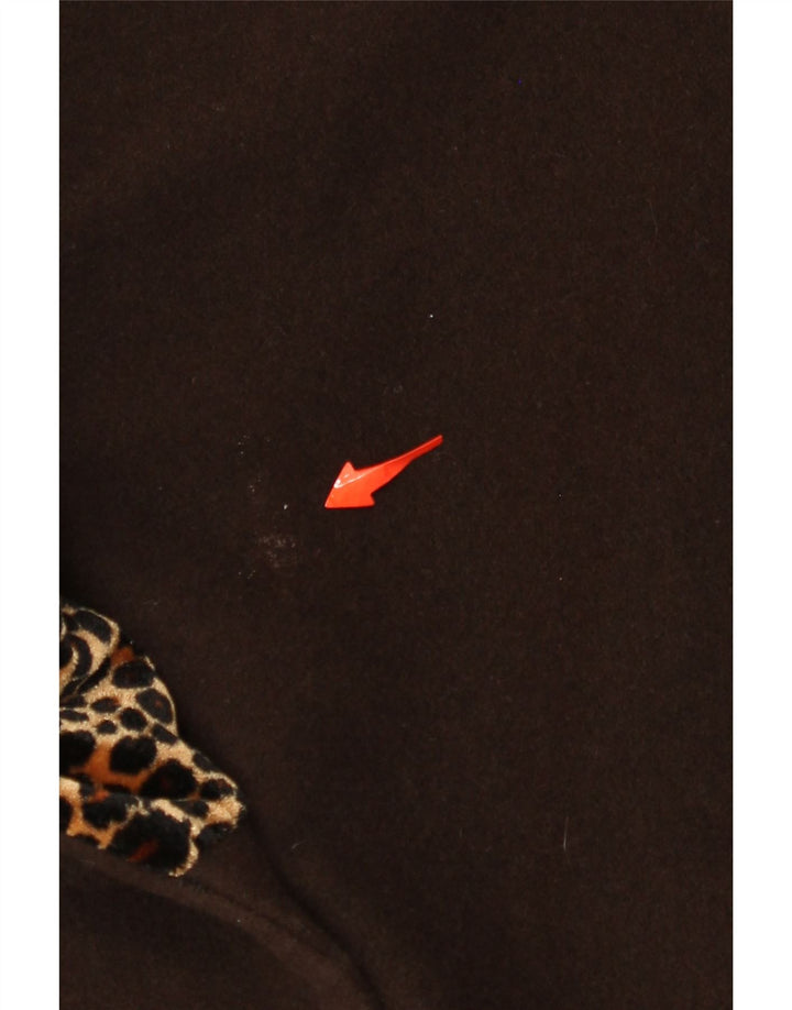 NICOWA Womens Double Breasted Coat UK 18 XL Brown Animal Print Cashmere