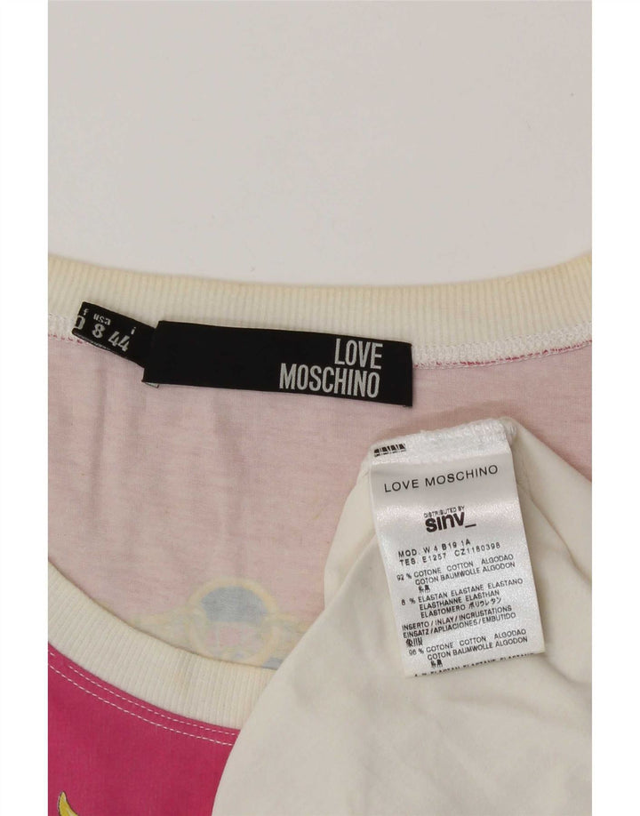 Tricou grafic Moschino pentru femei cu model abstract Top IT 44 Medium White