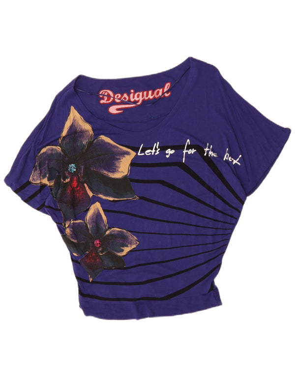 Bluză supradimensionată cu grafică Desigual pentru femei Top UK 10 Small Purple Floral