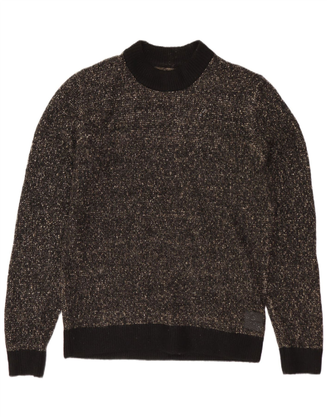 JACK & JONES Pulover pentru bărbați cu decolteu rotund din poliester cu pete negru mediu