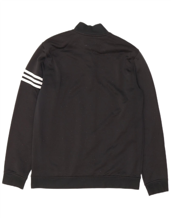 Pulover pentru bărbați Adidas Climalite, cu fermoar și gât, poliester mediu negru