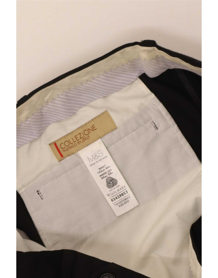 Pantaloni de costum pentru femei Marks & Spencer L40 L33 Lână neagră
