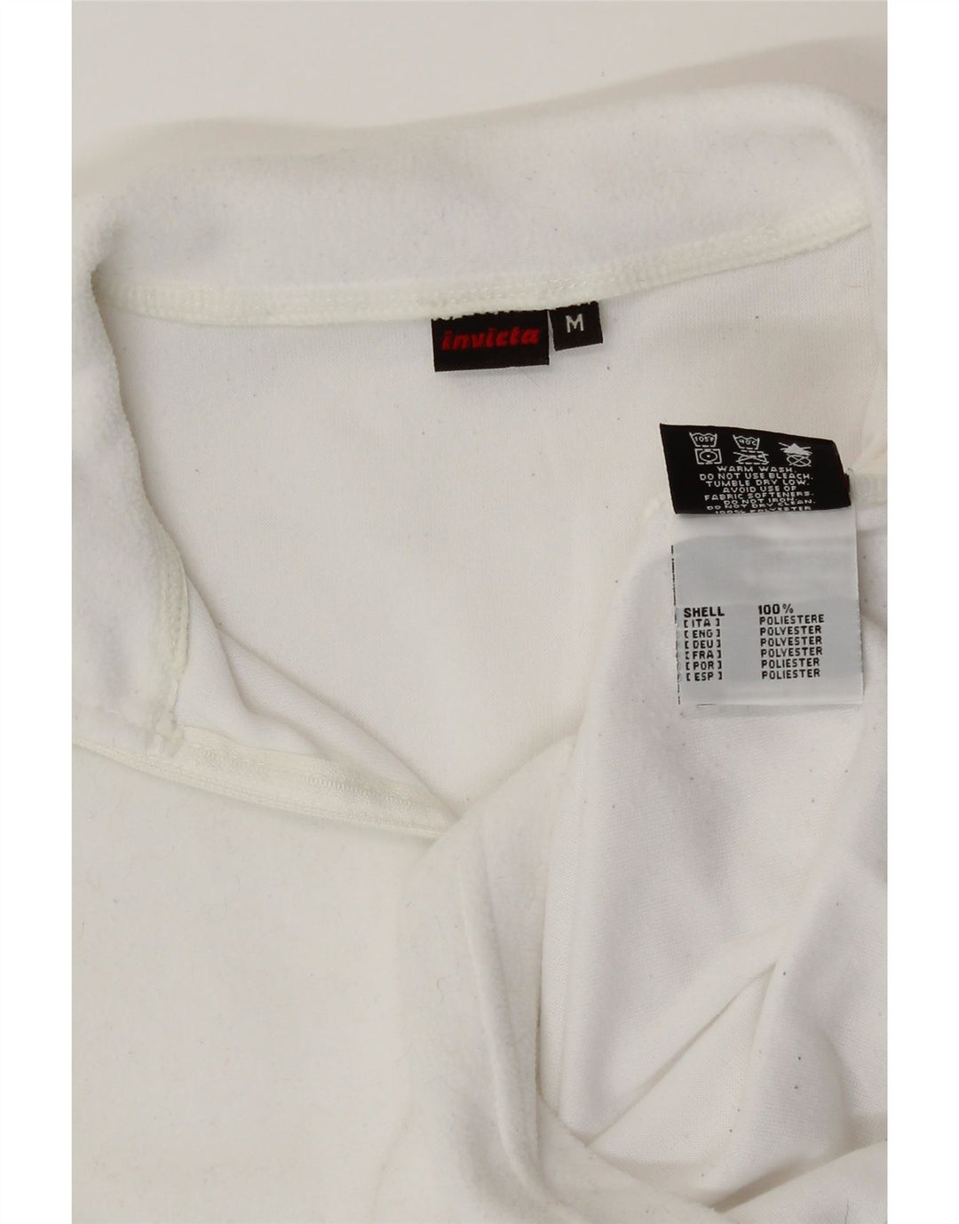 Pulover pentru femei Invicta, cu fermoar și gât, din lână UK 14 Poliester alb mediu