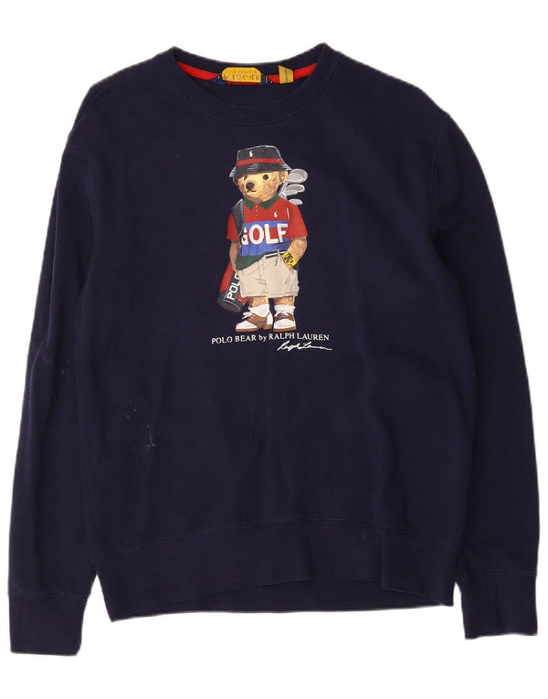 Hanorac grafic Polo Ralph Lauren pentru bărbați Pulover mediu din bumbac bleumarin