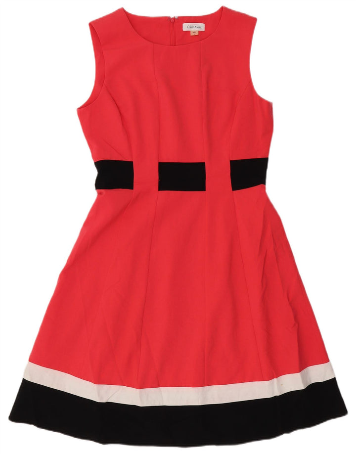 Rochie A-Line fără mâneci Calvin Klein pentru femei US 6 Medium Red Colorblock