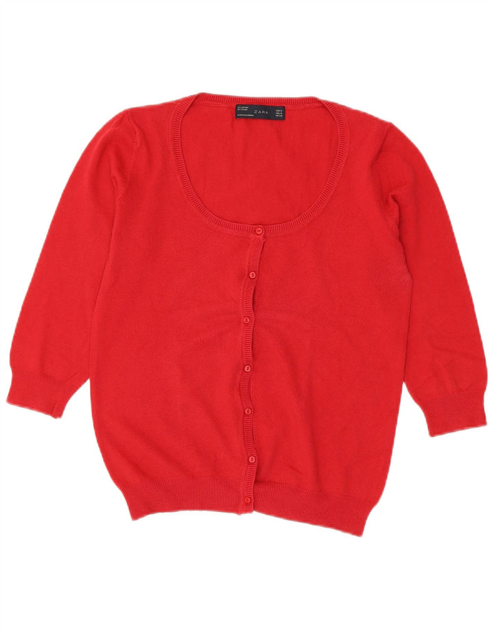 Pulover cardigan pentru femei cu mâneci 3/4 Zara UK 12 Roșu mediu
