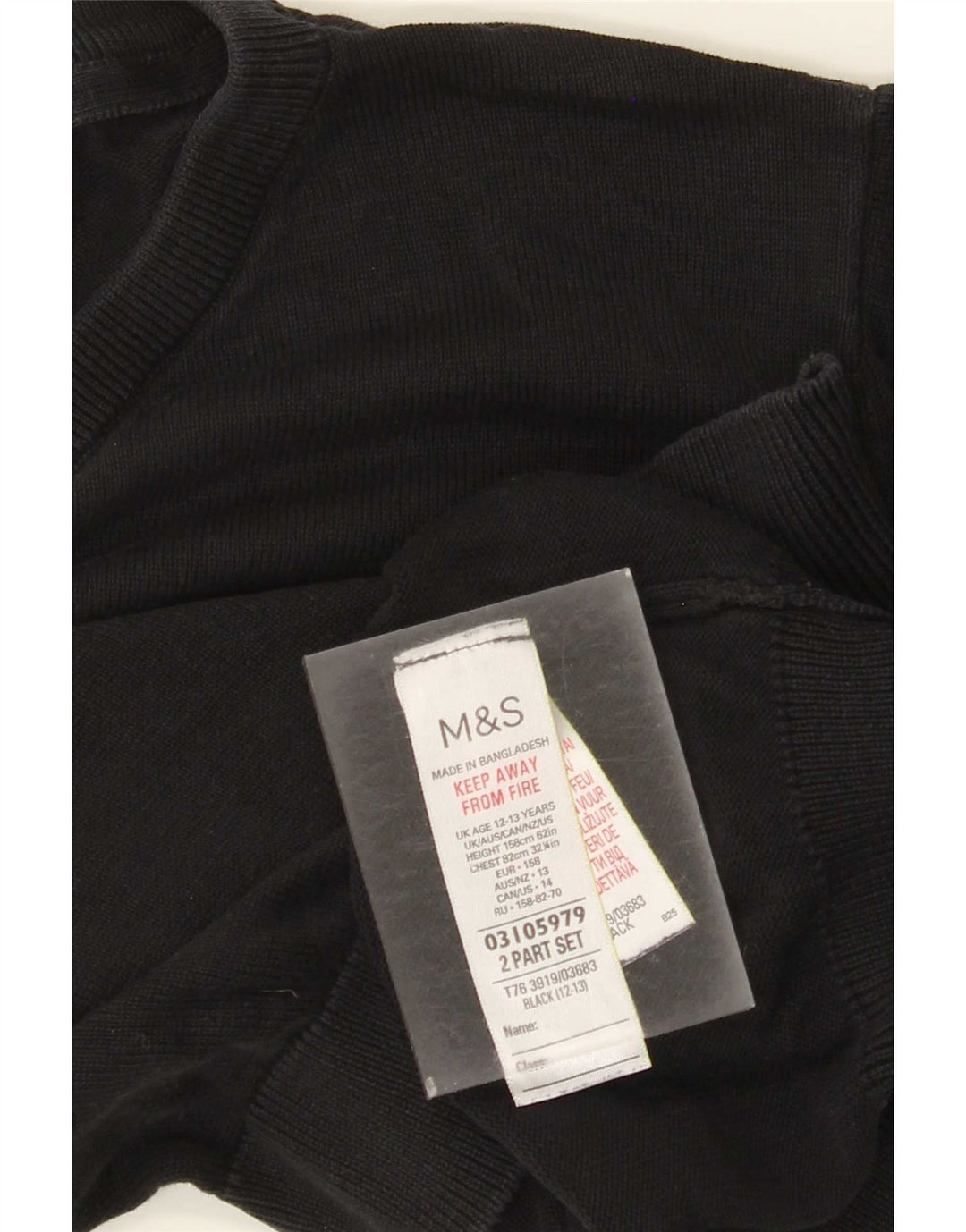Pulover pentru băieți Marks & Spencer, bumbac negru, 12-13 ani