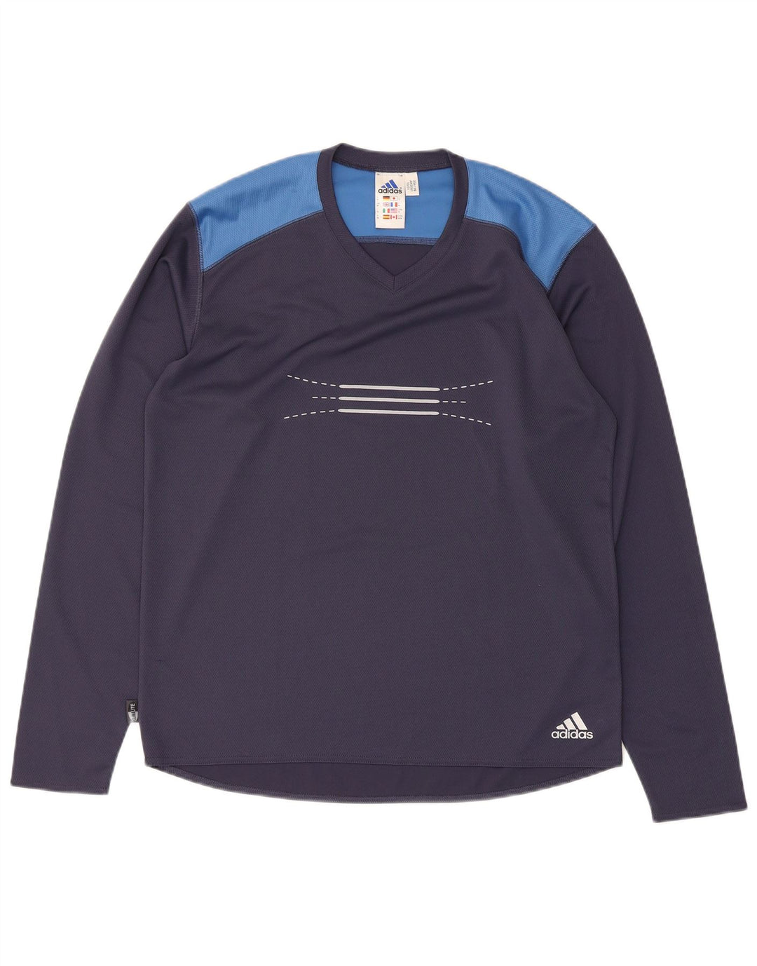 Adidas pentru bărbați Climalite Graphic Top cu mânecă lungă, mediu, bleumarin, color block