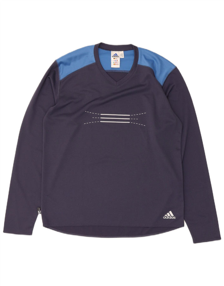 Adidas pentru bărbați Climalite Graphic Top cu mânecă lungă, mediu, bleumarin, color block