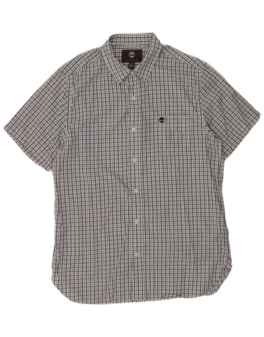 Cămașă TIMBERLAND pentru bărbați, cu mânecă scurtă, cu tăiere obișnuită, cu carouri medii bleumarin