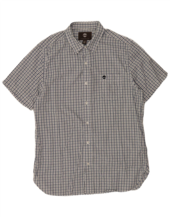 Cămașă TIMBERLAND pentru bărbați, cu mânecă scurtă, cu tăiere obișnuită, cu carouri medii bleumarin