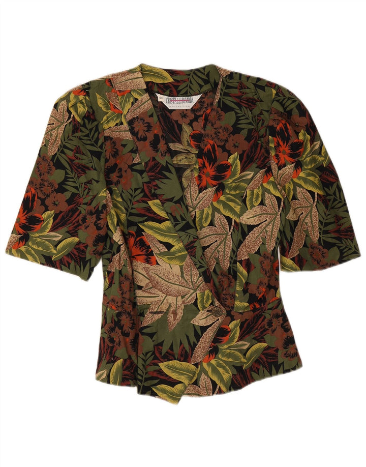 Jachetă Blazer Vintage Femei 1 Buton IT 44 Medium Multicolor Floral