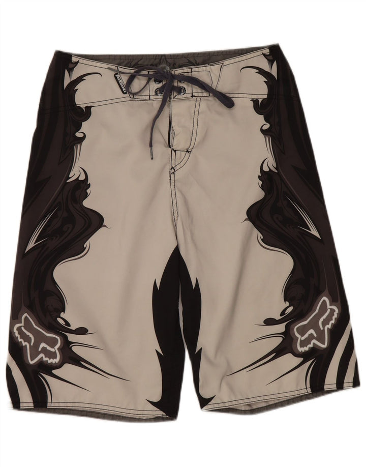 Pantaloni scurți de înot grafic pentru bărbați Fox, gri mediu, poliester color bloc