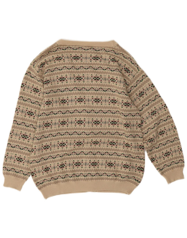 Pulover Cardigan Vintage pentru Damă UK 14 Medium Gri Fair Isle