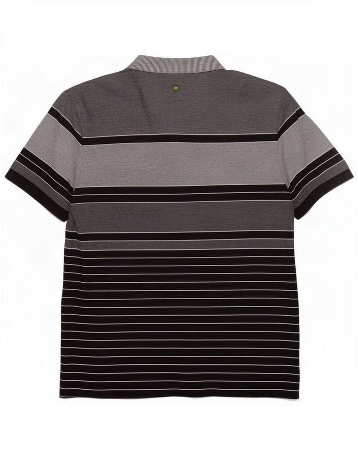 Tricou polo pentru bărbați Hugo Boss, bumbac cu dungi gri mari