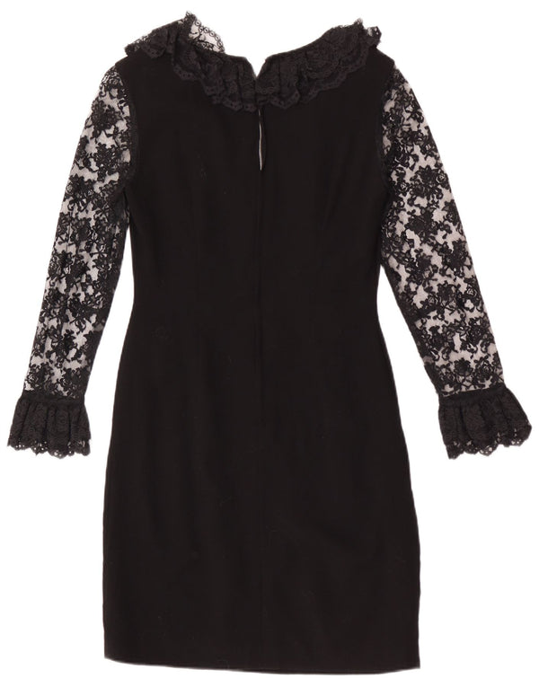 Vintage Womens Long Sleeve Lace Sheath Dress IT 40 Small Black Floral