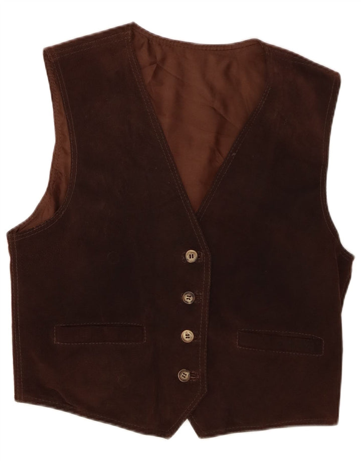 Vintage Womens Suede Vesta IT 46 Large Brown