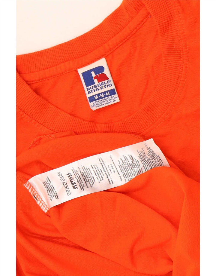 Tricou grafic Russell Athletic pentru bărbați Top din bumbac portocaliu mediu