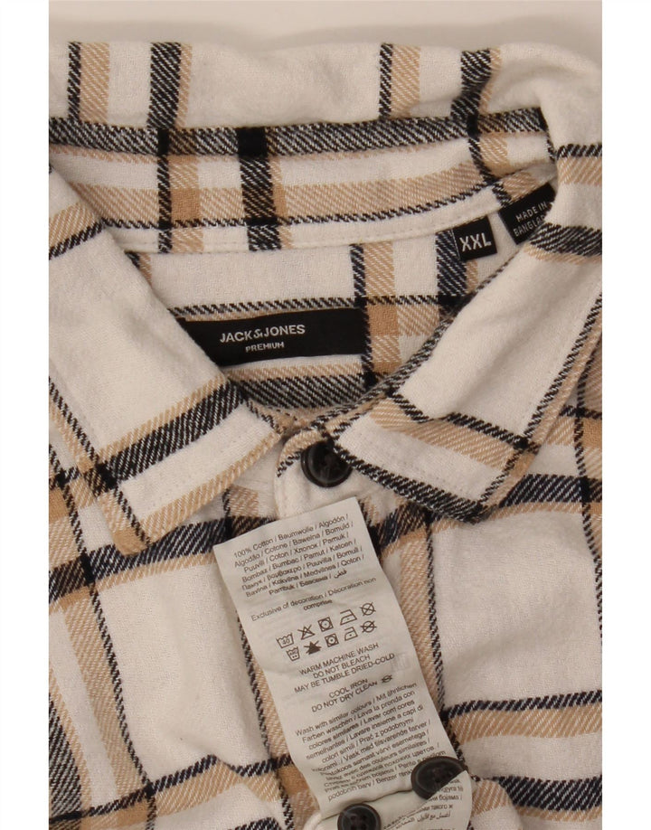 Cămașă Jack & Jones pentru bărbați din flanel 2XL, bumbac alb cu carouri