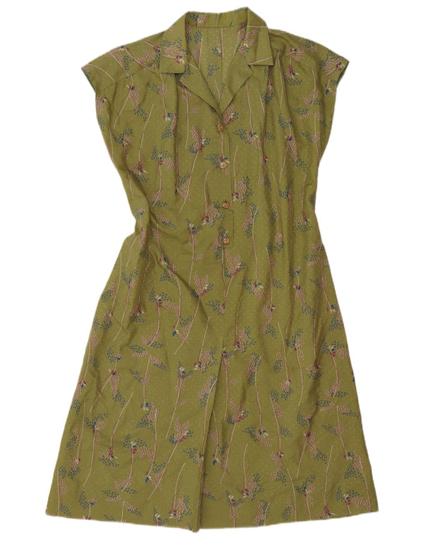 Rochie A-Line Vintage pentru femei UK 14 Medium Green Floral