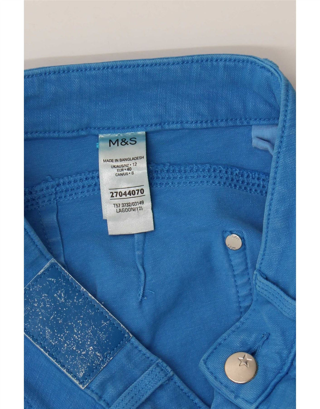 Bermude pentru femei Marks & Spencer din denim UK 12 Medium W28 Bumbac albastru