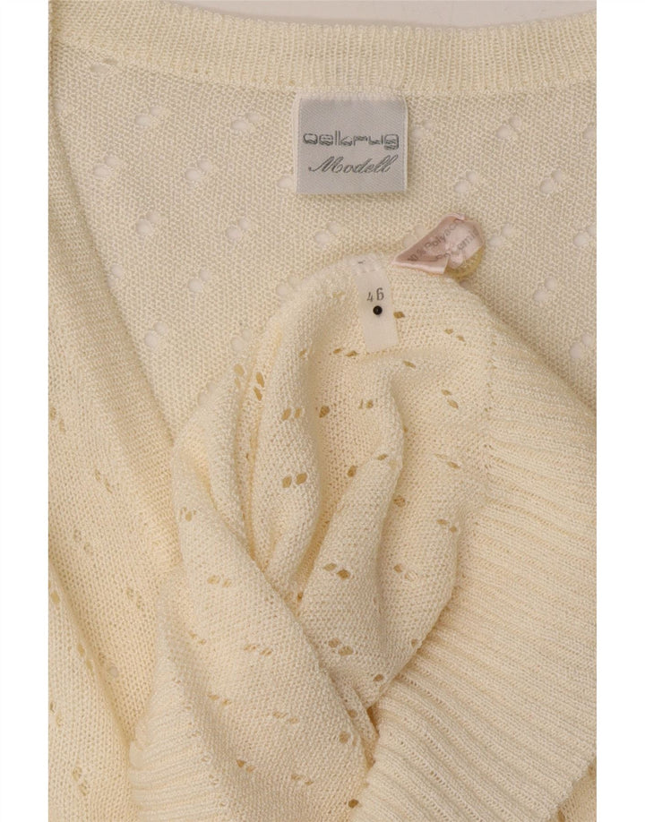 VINTAGE Womens Cardigan Sweater IT 46 Large White Polyacrylic Vintage Vintage and Second-Hand Vintage from Messina Hembry 