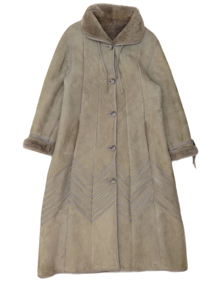 Palton vintage pentru femei din shearling EU 40 din piele de miel gri mediu