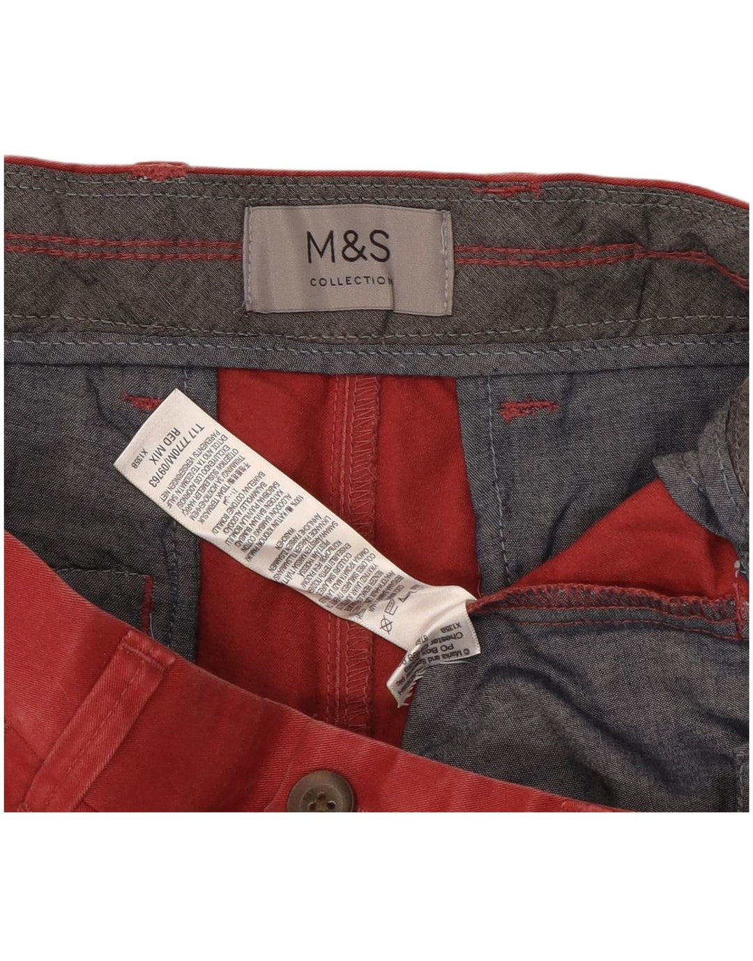Pantaloni scurți chino pentru bărbați Marks & Spencer W30, bumbac mediu burgundy