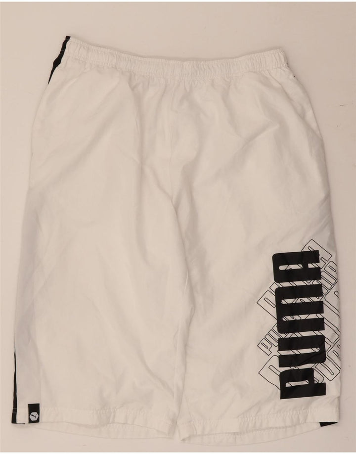 Pantaloni scurți sport grafic Puma pentru bărbați XL, alb, poliester color bloc