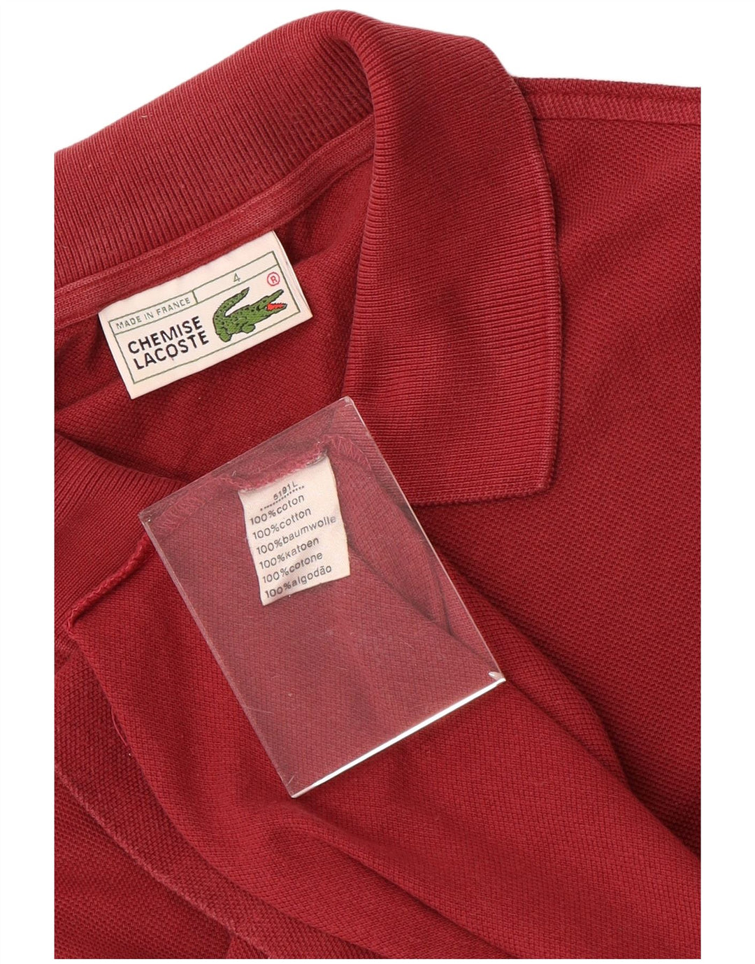 Tricou polo LACOSTE pentru bărbați, mărimea 4, bumbac roșu mediu